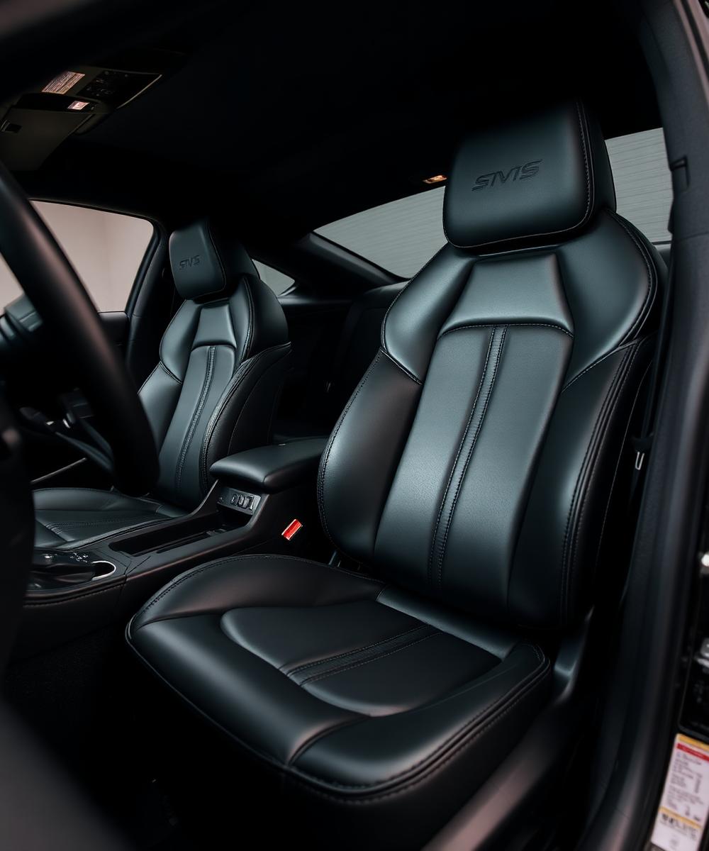 Zwart lederen auto interieur na een dieptereiniging