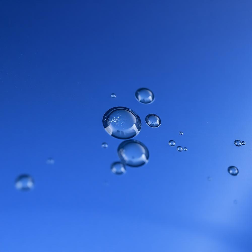 Waterdruppels parelen af op een gecoate blauwe lak